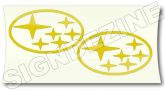 2x GOLD SUBARU-OVAL Vinyl Stickers LOGO vinyl decal